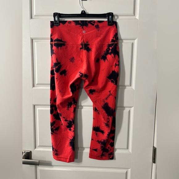 Lululemon Wunder Train High-Rise Tight 21” Tie Dye Carnation Red Black Size 10 - Picture 6 of 9